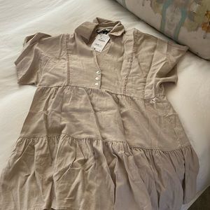 Tan linen dress from Zara. Brand new with tags, never worn. Too short on me!